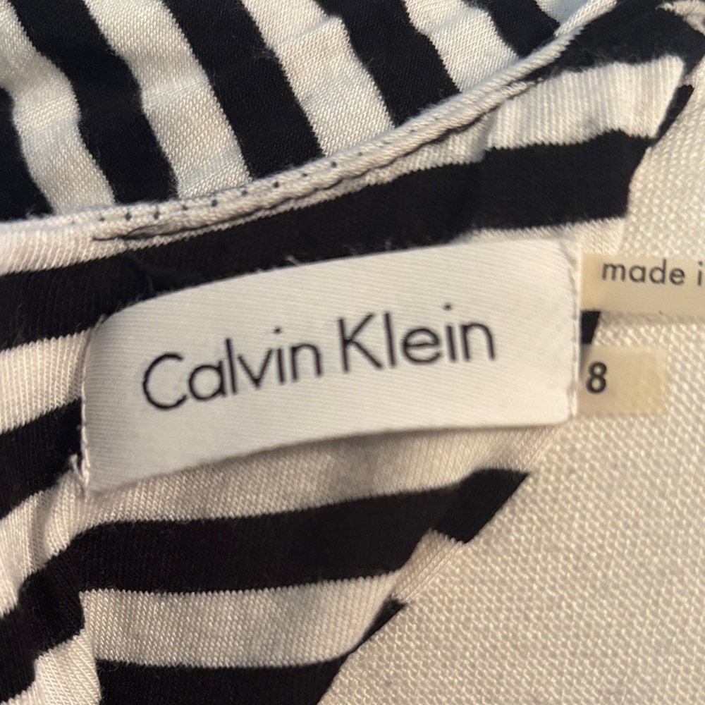 Calvin Klein Black and White Striped Midi Dress - Picture 2 of 7
